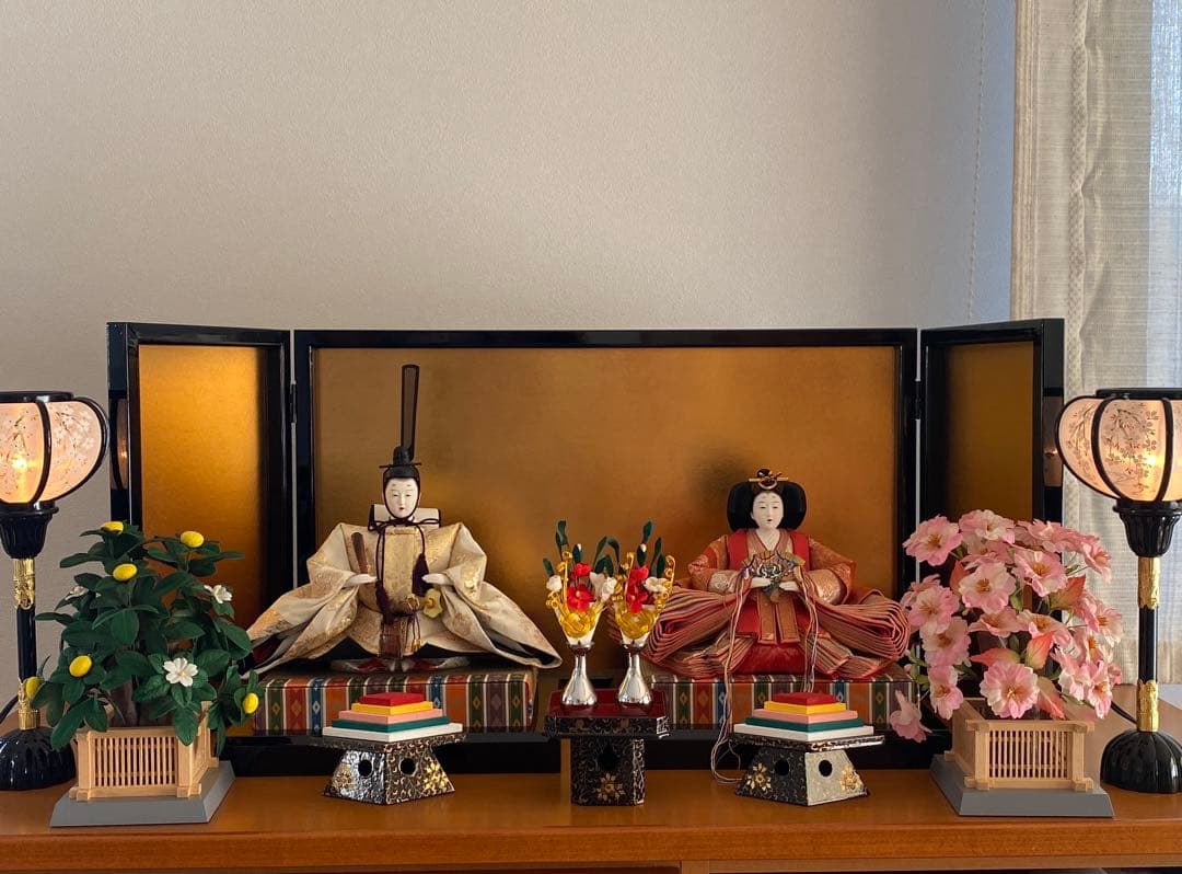 【美品】久月　光園作　雛人形　親王平飾り　金沢金箔屏風