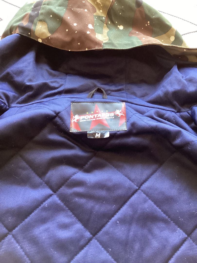 ポンタペス黒迷彩ＸベージュＭメンズスノボウェアスキーウェア