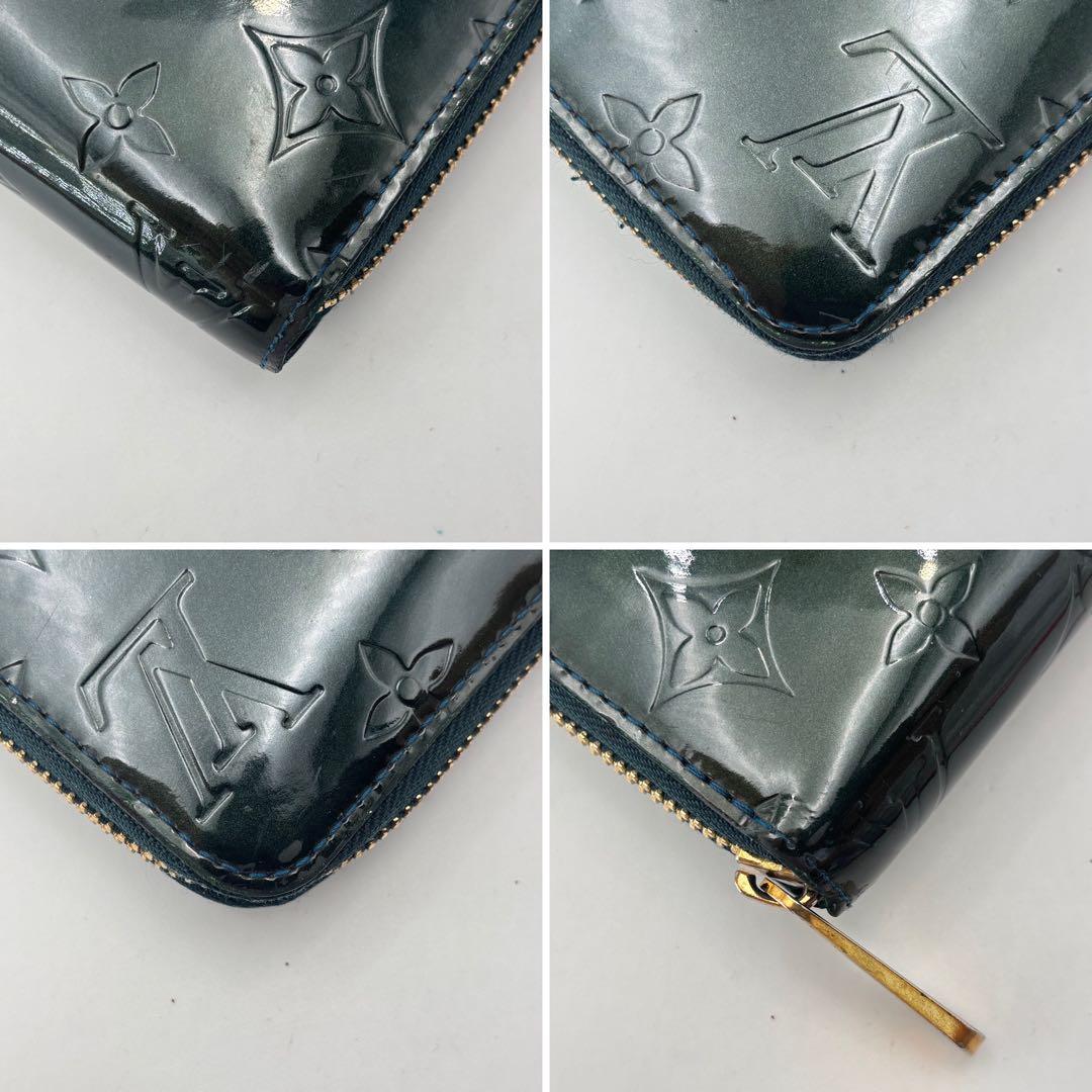 ルイ・ヴィトン M93722 ヴェルニ ジッピーウォレット ブルーニュイ