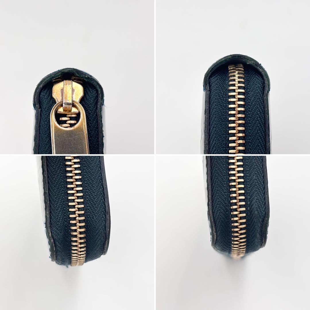 ルイ・ヴィトン M93722 ヴェルニ ジッピーウォレット ブルーニュイ