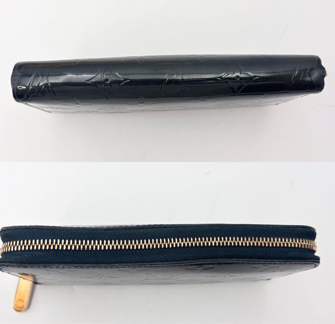 ルイ・ヴィトン M93722 ヴェルニ ジッピーウォレット ブルーニュイ