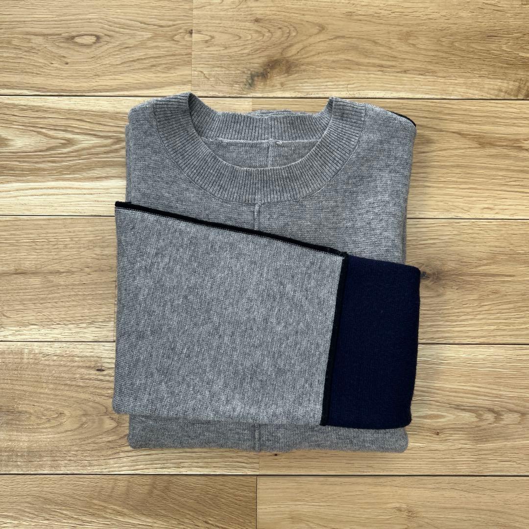 Gready Brilliantライン配色ミラノリブワンピース　グレー