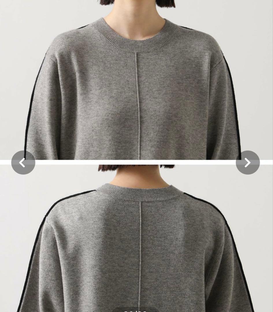 Gready Brilliantライン配色ミラノリブワンピース　グレー