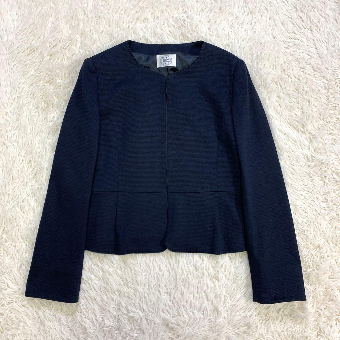【美品】J.PRESS ジェイプレス　スカートスーツ　ノーカラー　ネイビー　11