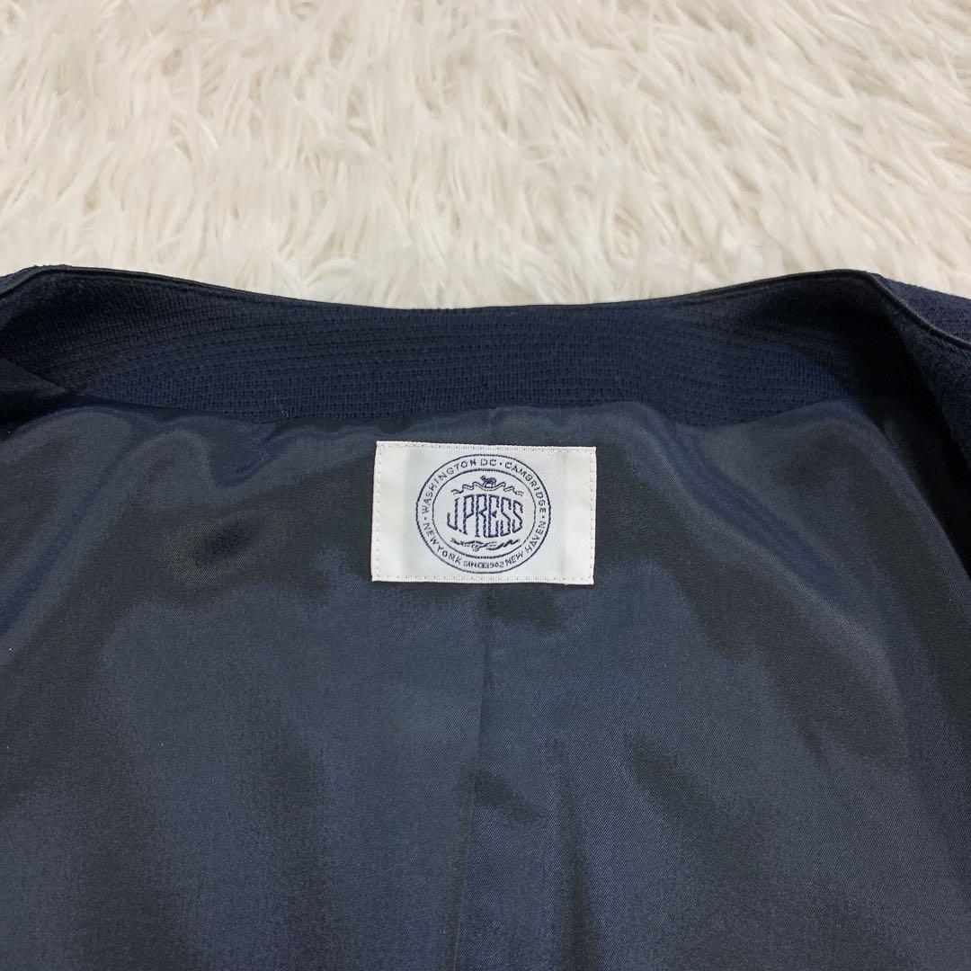 【美品】J.PRESS ジェイプレス　スカートスーツ　ノーカラー　ネイビー　11