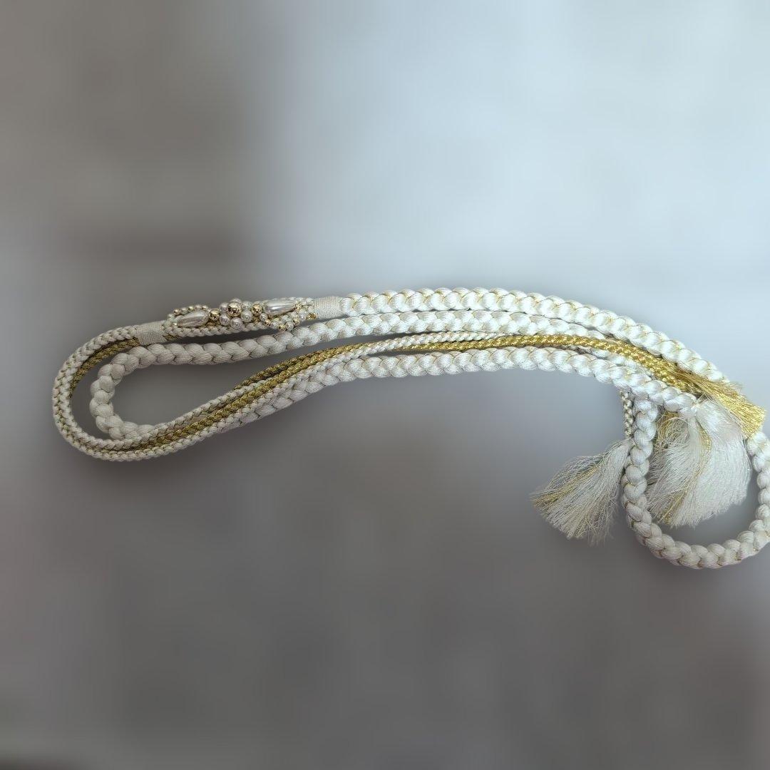 帯締め帯揚げ重ね襟 アイボリー パールフリル付き セット