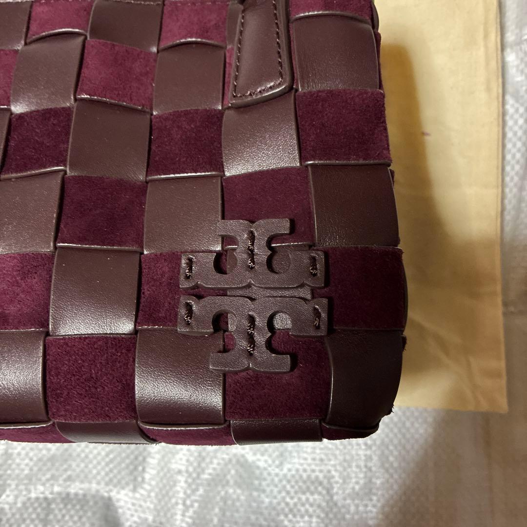 Tory Burch マックグローレザー 2way ブラウンボルドーハンドバッグ