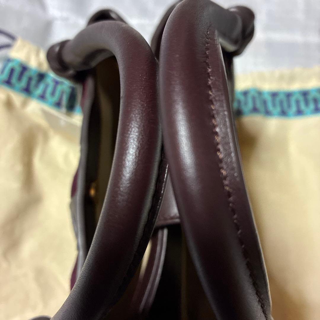 Tory Burch マックグローレザー 2way ブラウンボルドーハンドバッグ