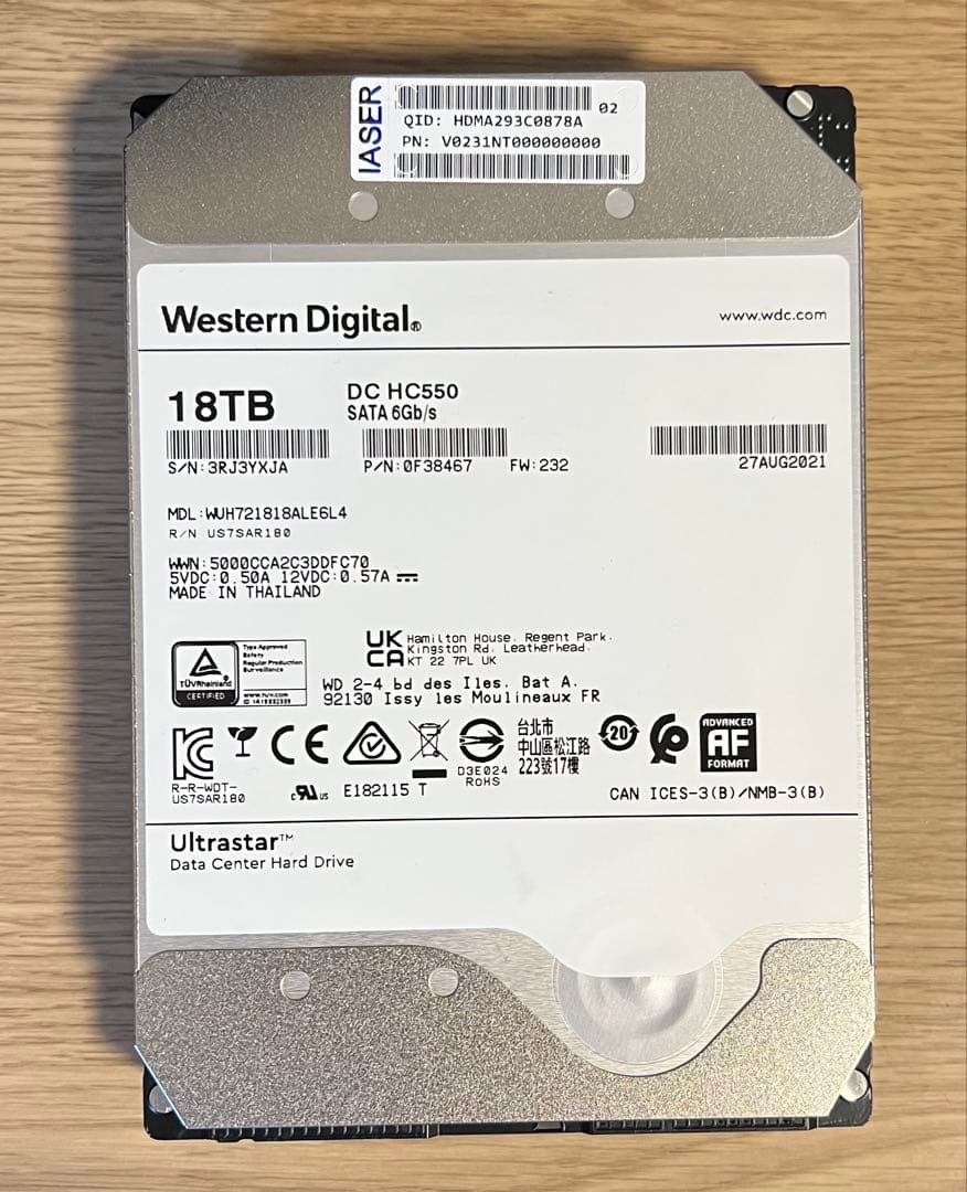 [2個セット 36TB]大容量HDD WD 18TB HC550 NAS