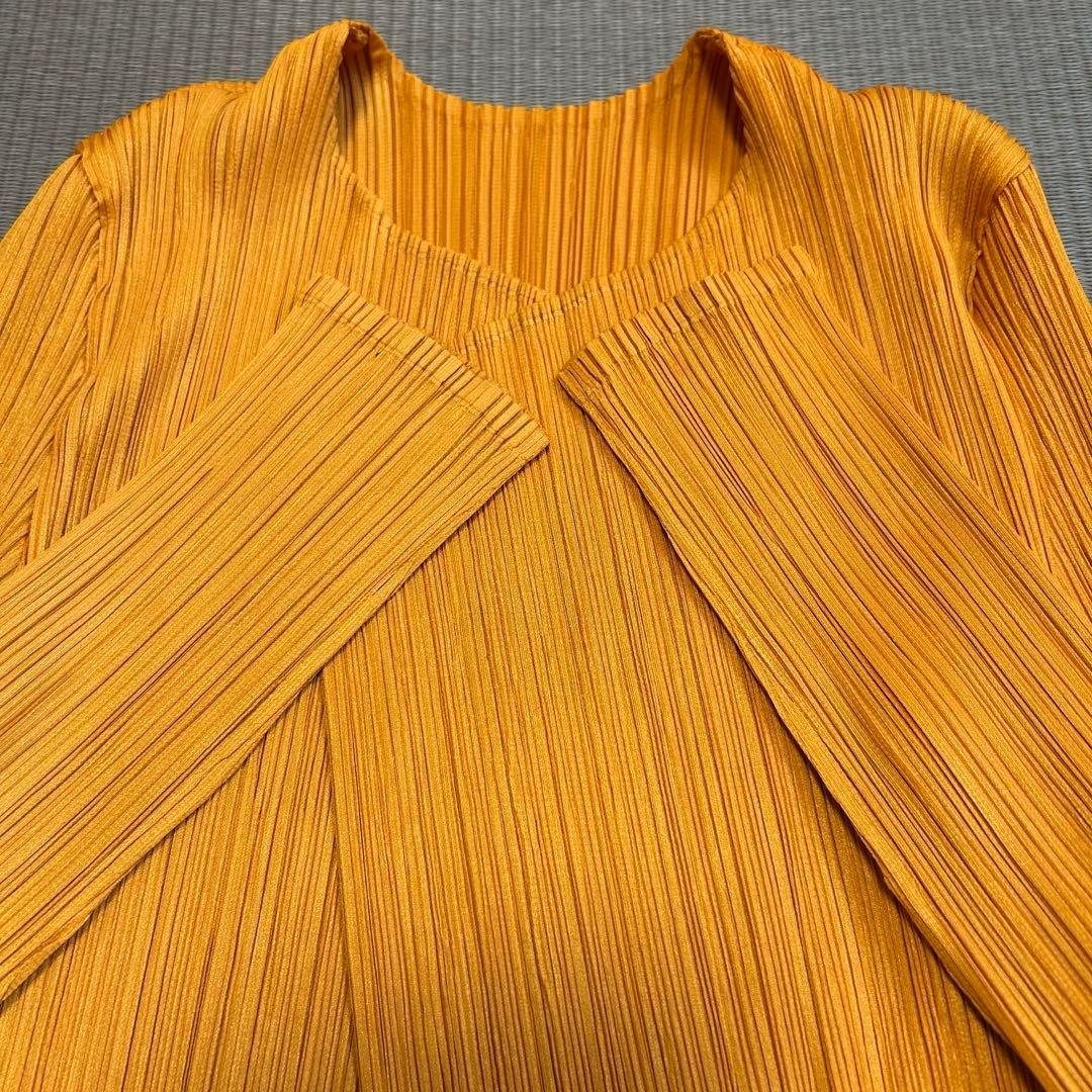 《美品》PLEATS PLEASE カーディガン 羽織り 長袖 オレンジ 3