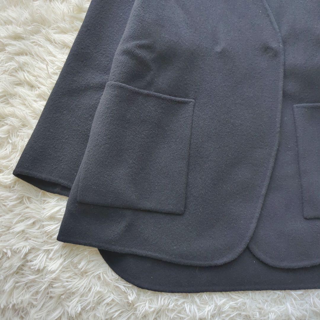 ビアズリー　ショートリバーコート　美品　ノーカラーコート　ウール　完売　アウター