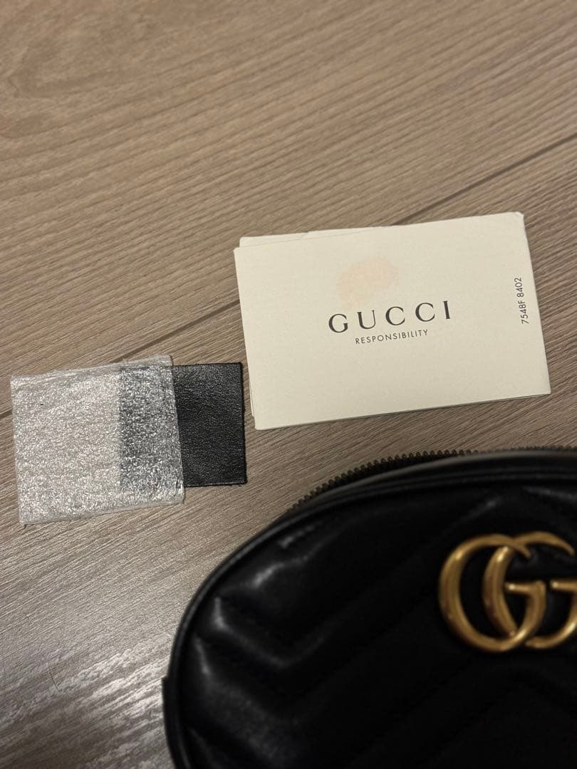 グッチ　GGマーモント　レザー　ウエストポーチ　ボディバッグ　ブラック最終価格