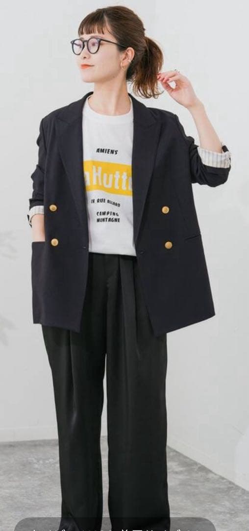 ecomamaスピックアンドスパンプレーンウィーブダブルブレストジャケット