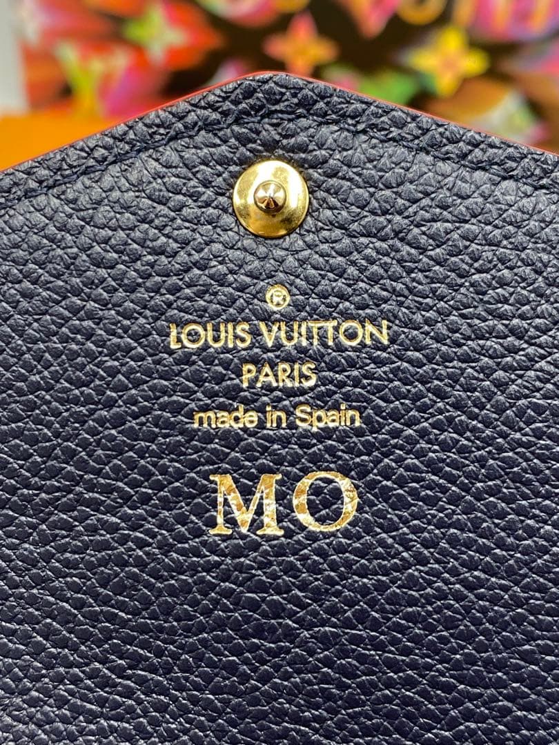 良品 ルイヴィトン モノグラムアンプラント ポルトフォイユ サラ 財布 ネイビー