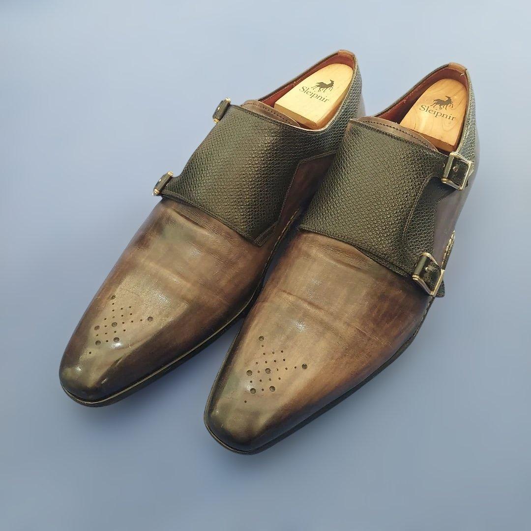 マグナーニ ダブルオパンケ ダブルモンクビジネスシューズ