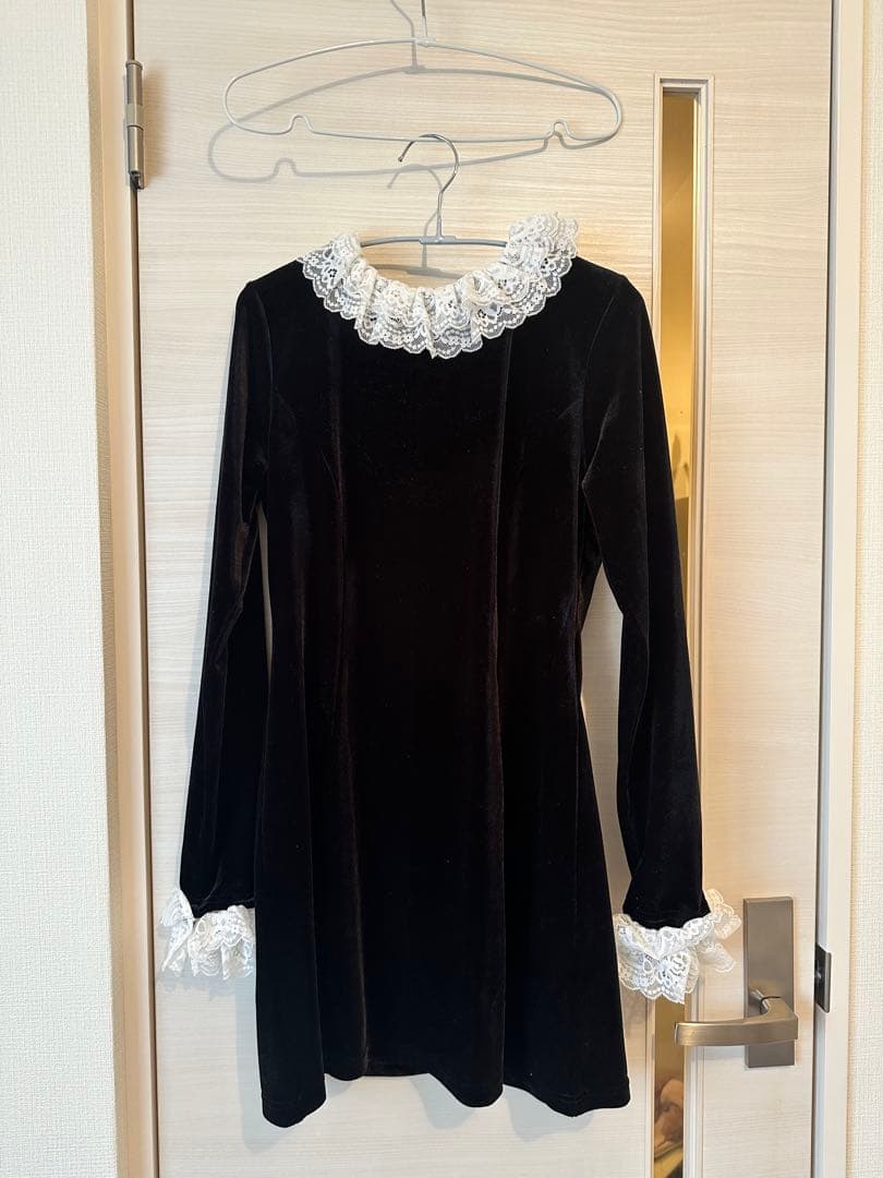 トリートユアセルフ　treat ur self ワンピース　ベロア　フリルレース