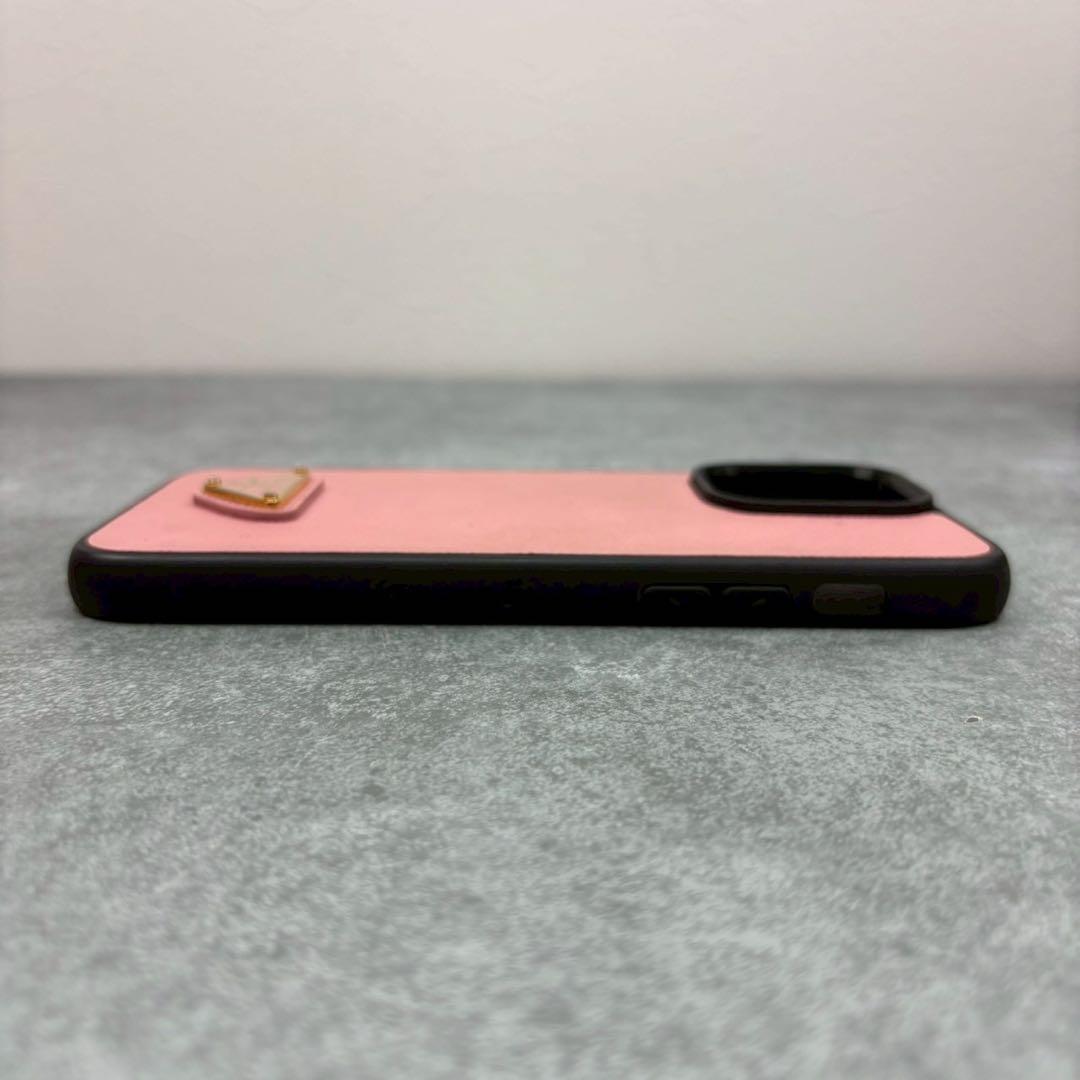 未使用級 プラダ iPhone14PRO MAX スマホカバー 三角ロゴ ピンク
