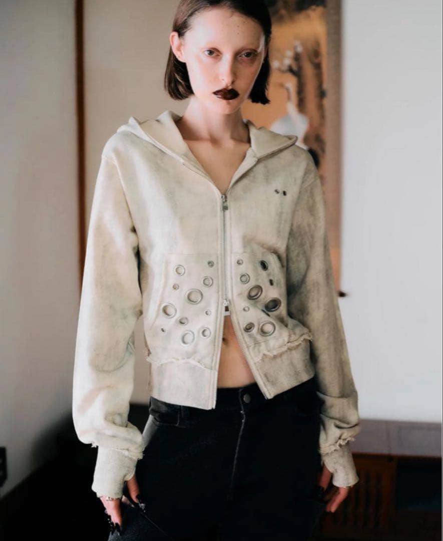 トップス tajent EYELET DESIGN ZIP UP HOODIE