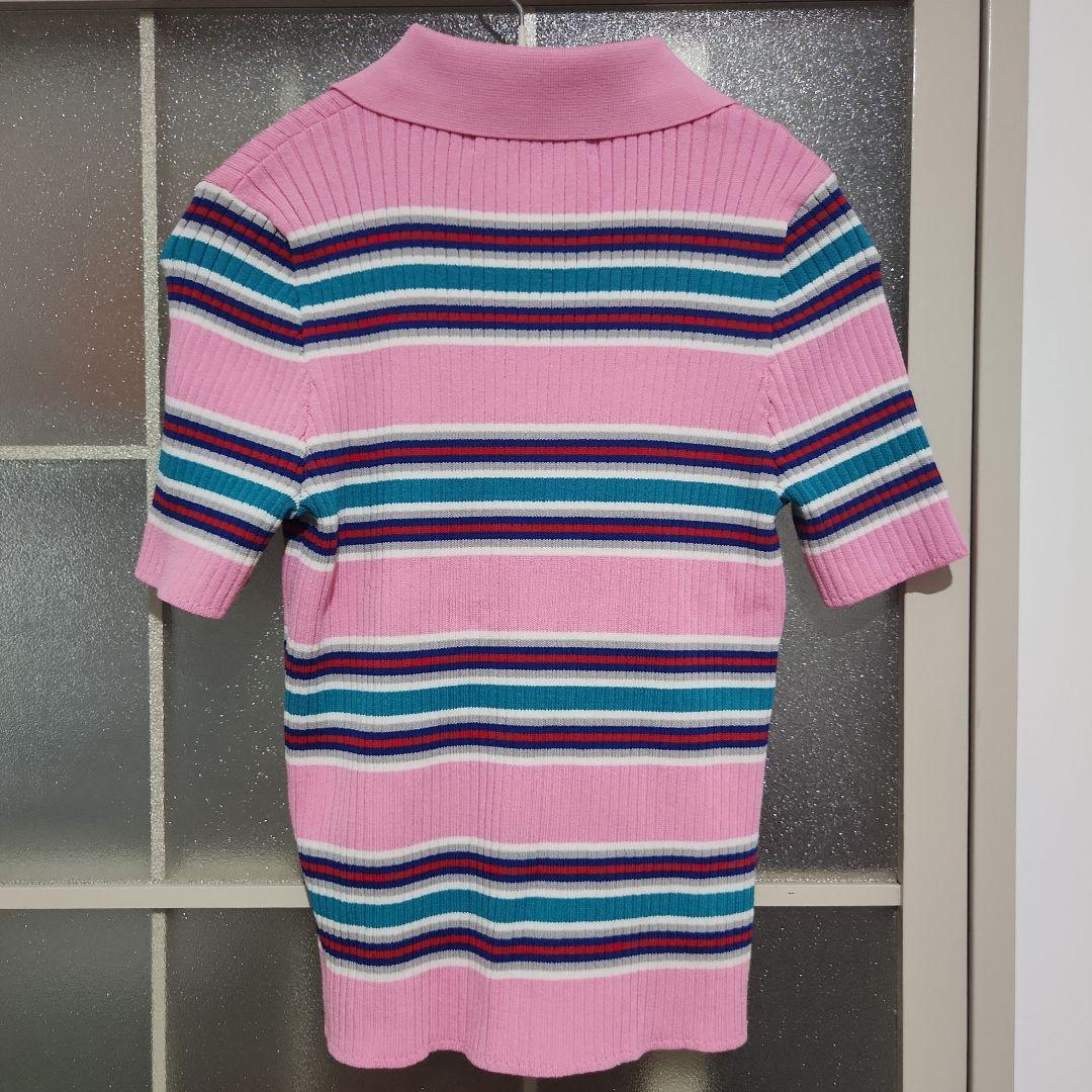 LOUIS VUITTON ピンク ストライプ ポロシャツ M