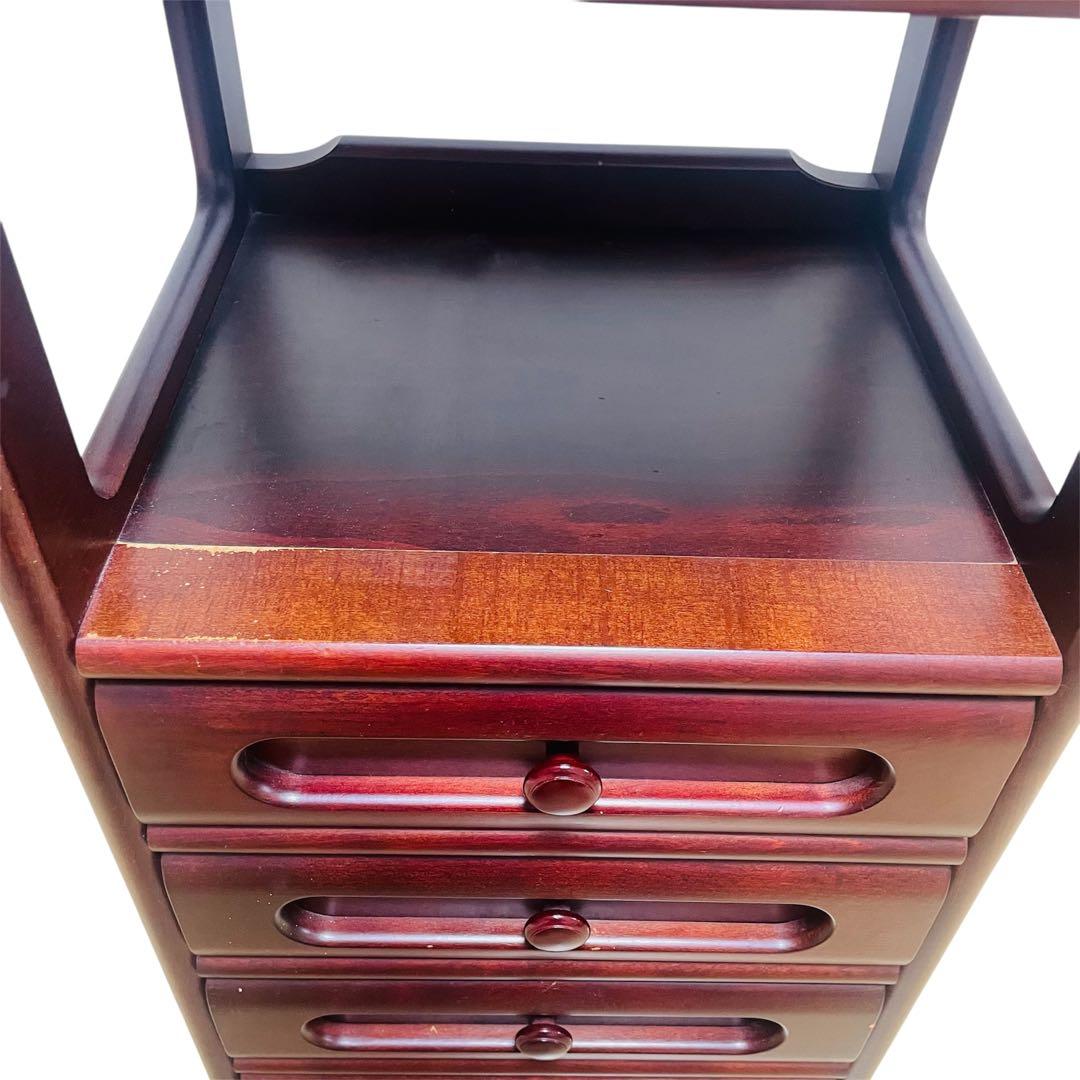 Karimoku カリモク 電話台 引き出し 4段 木製 昭和レトロ