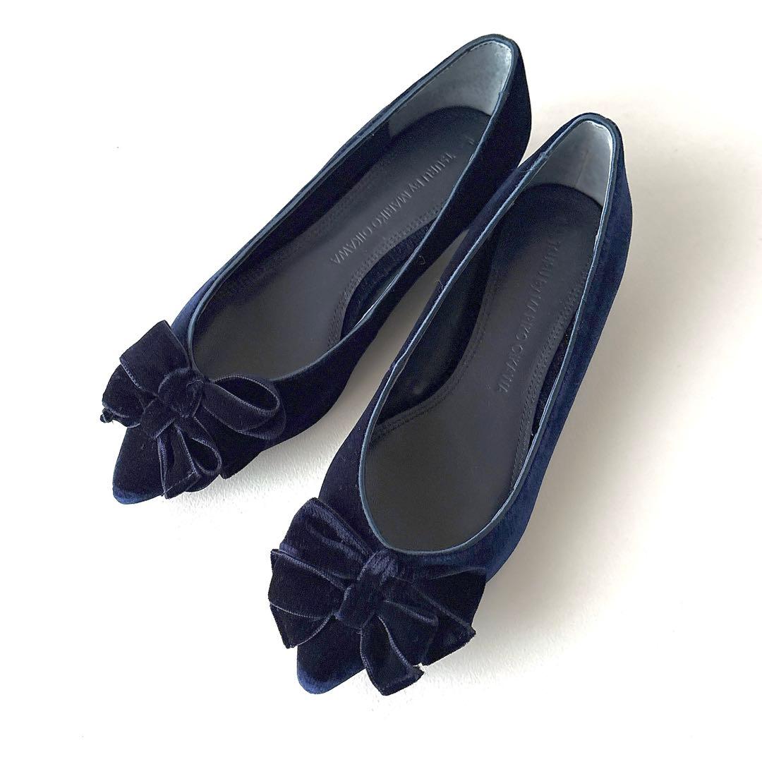 未使用　ツル By マリコオイカワ　ダブルリボン　フラットパンプス　37