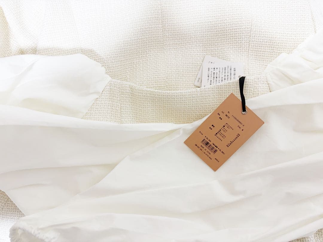 EIMY ISTOIRE 　ワンピース パフスリーブツイードワンピース ホワイト