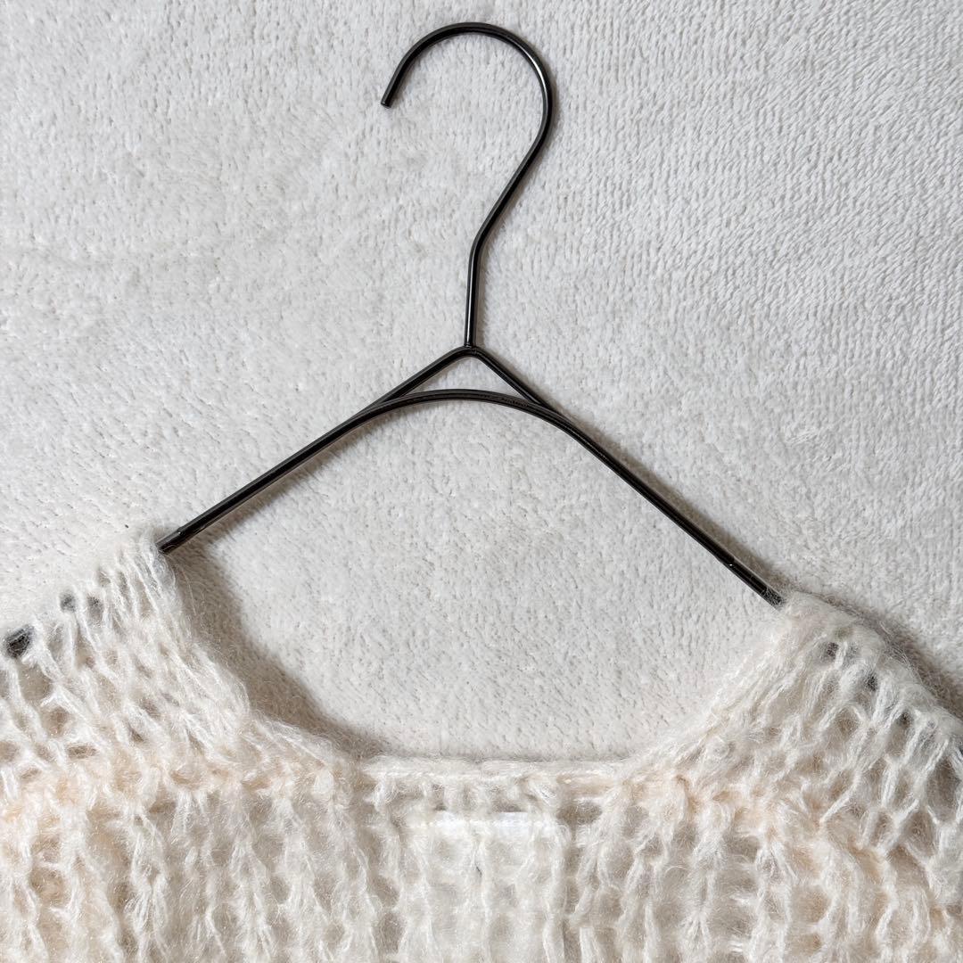 ウィムガゼット　モヘヤニットカーディガン　ローゲージ　ウール　ロング　白