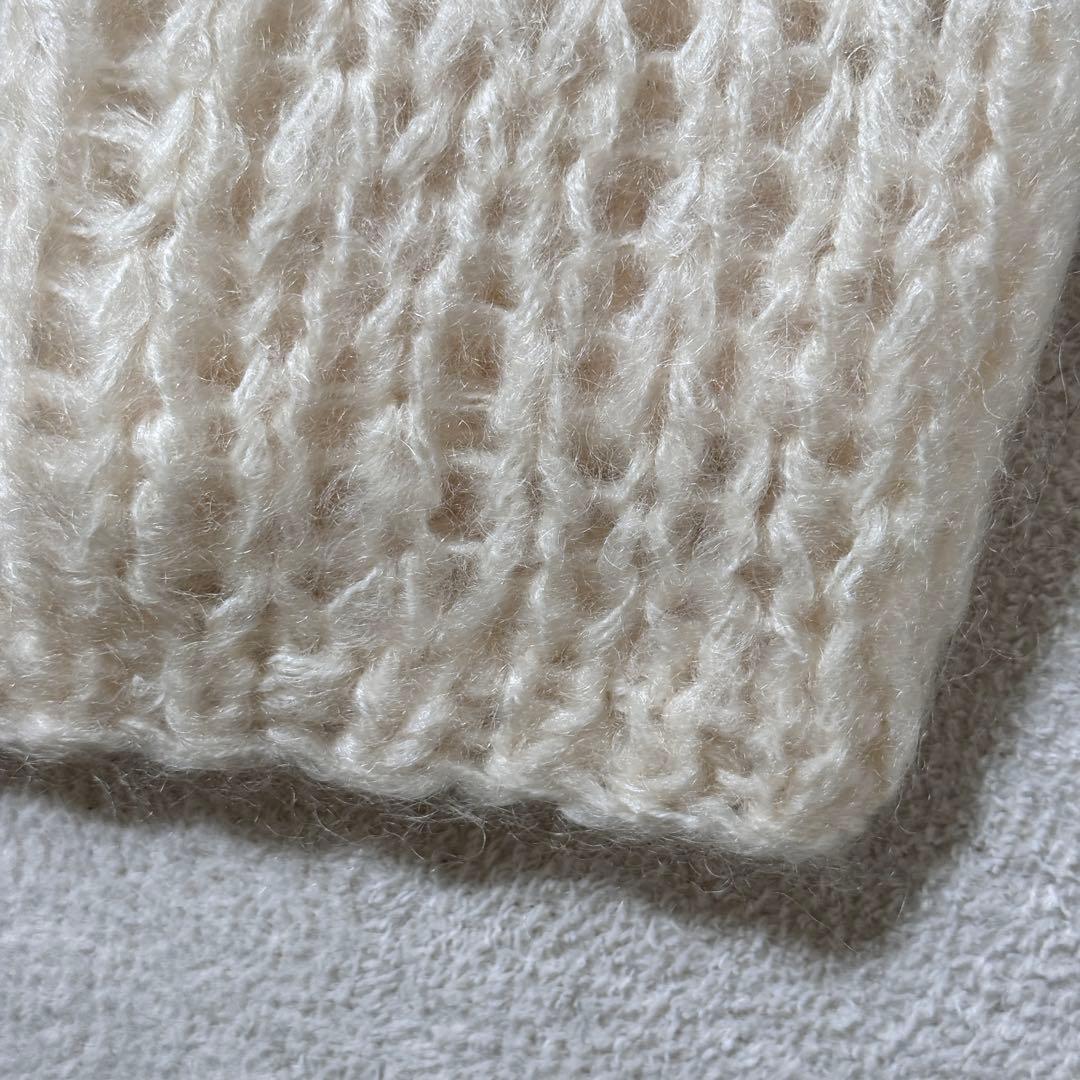 ウィムガゼット　モヘヤニットカーディガン　ローゲージ　ウール　ロング　白