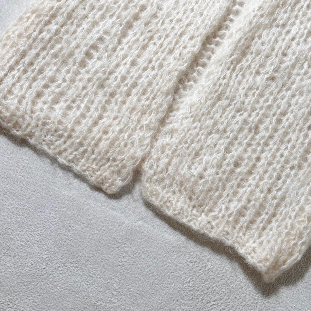 ウィムガゼット　モヘヤニットカーディガン　ローゲージ　ウール　ロング　白