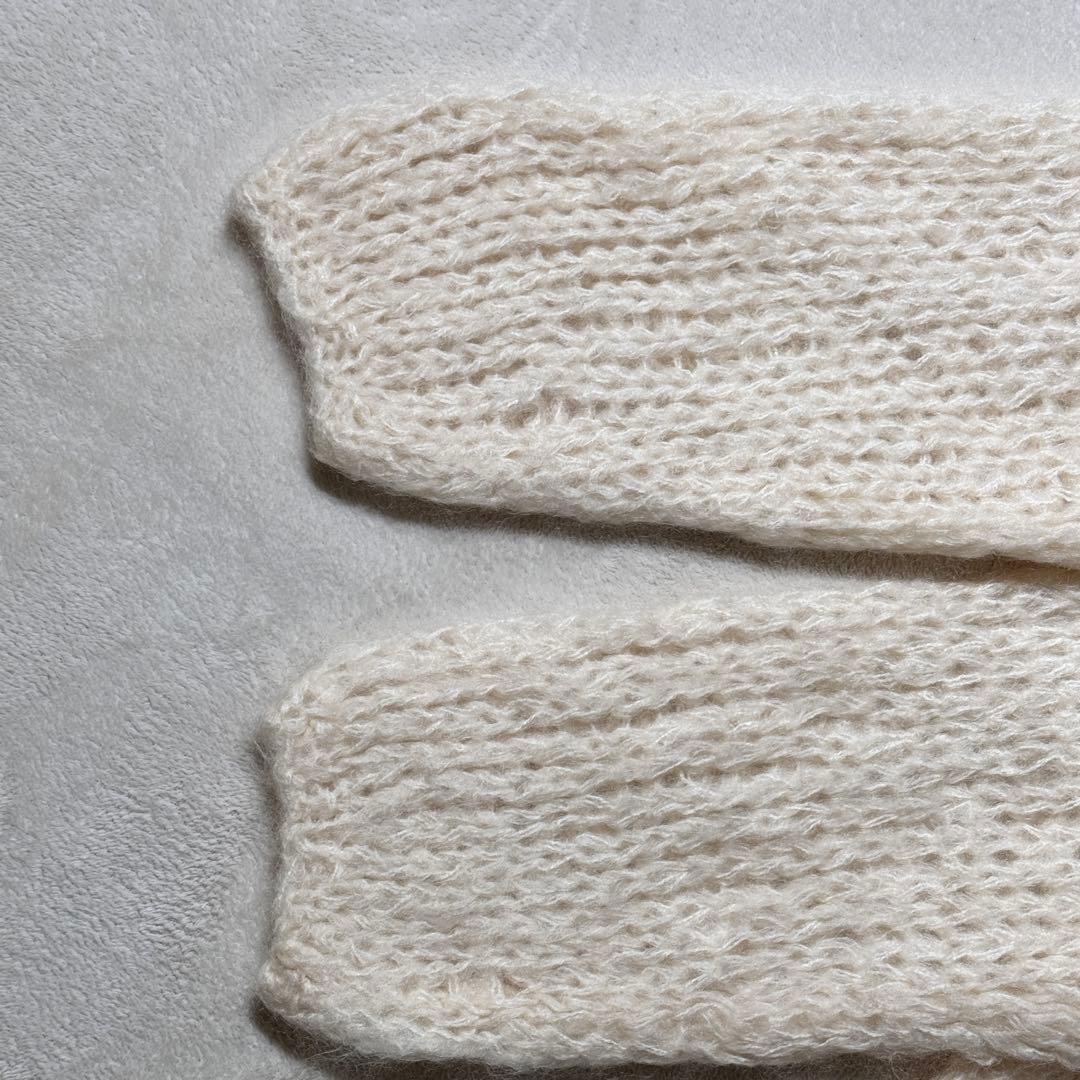 ウィムガゼット　モヘヤニットカーディガン　ローゲージ　ウール　ロング　白