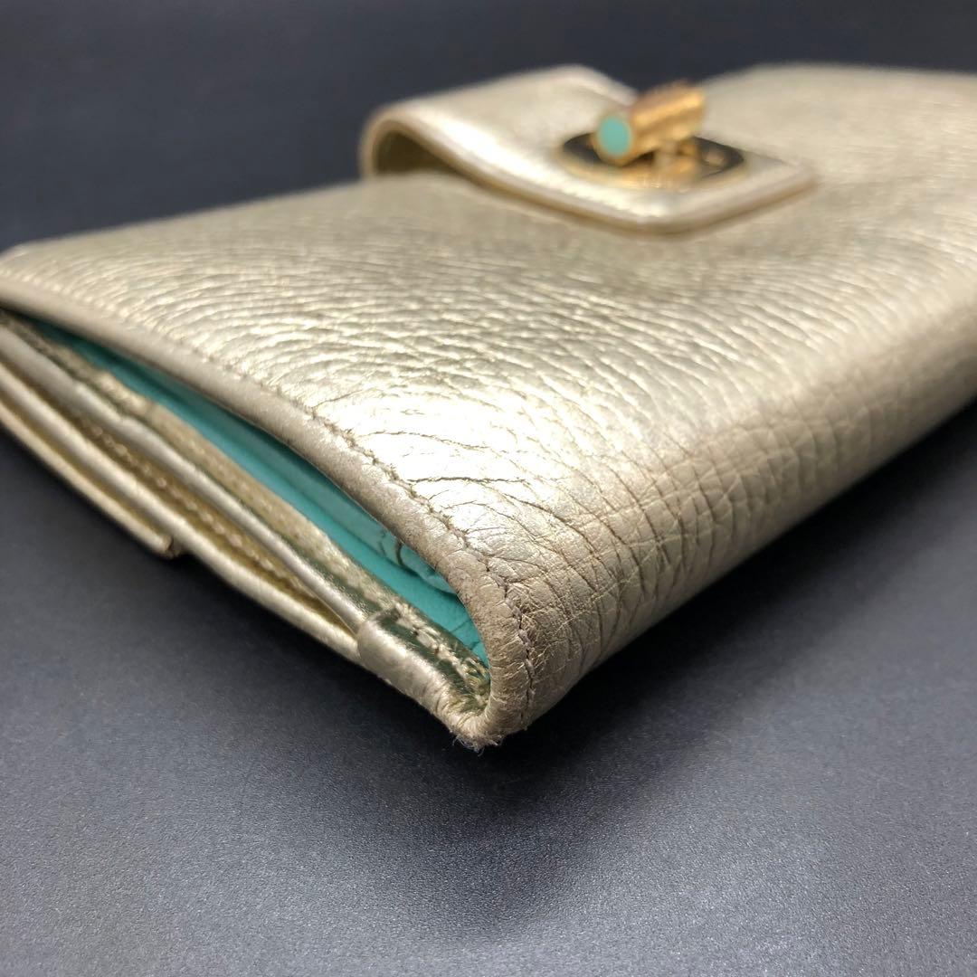 TIFFANY&Co. ティファニー 長財布 二つ折り レザー ゴールド