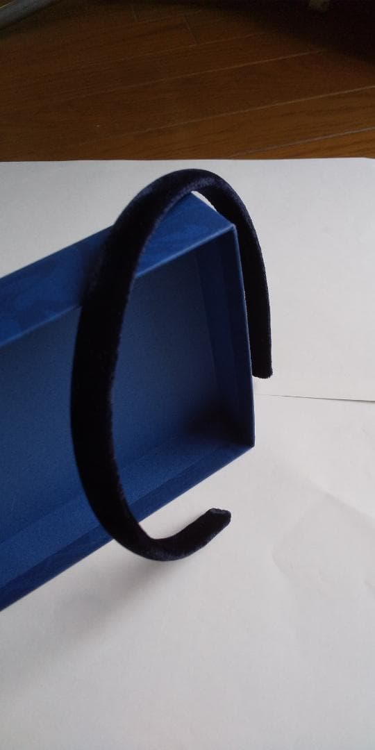 ALEXANDRES ベルベットカチューシャ幅1cm ネイビー