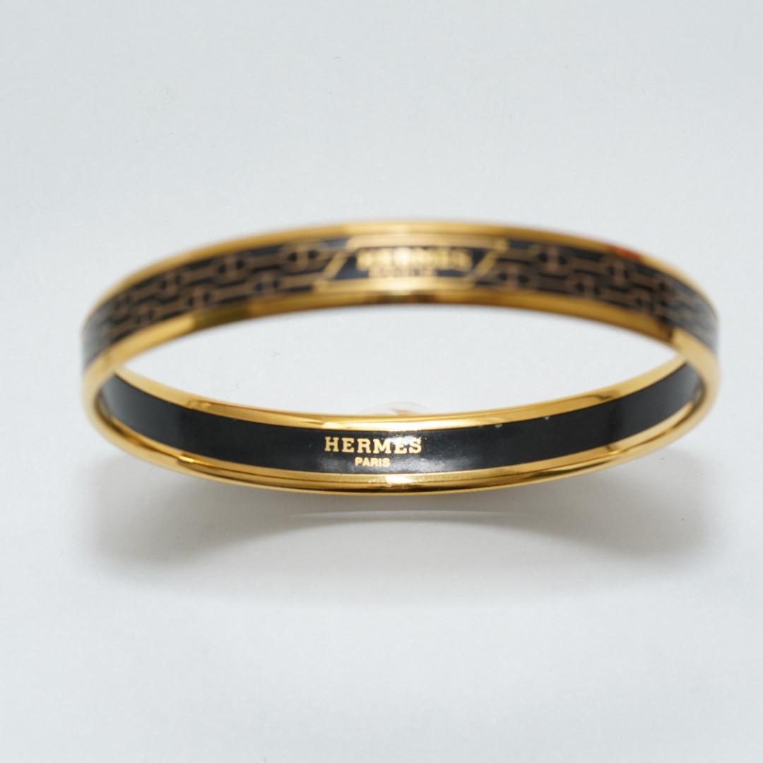 エルメス　HERMES　バングル　エマイユ　シェーヌ柄　直径6cm