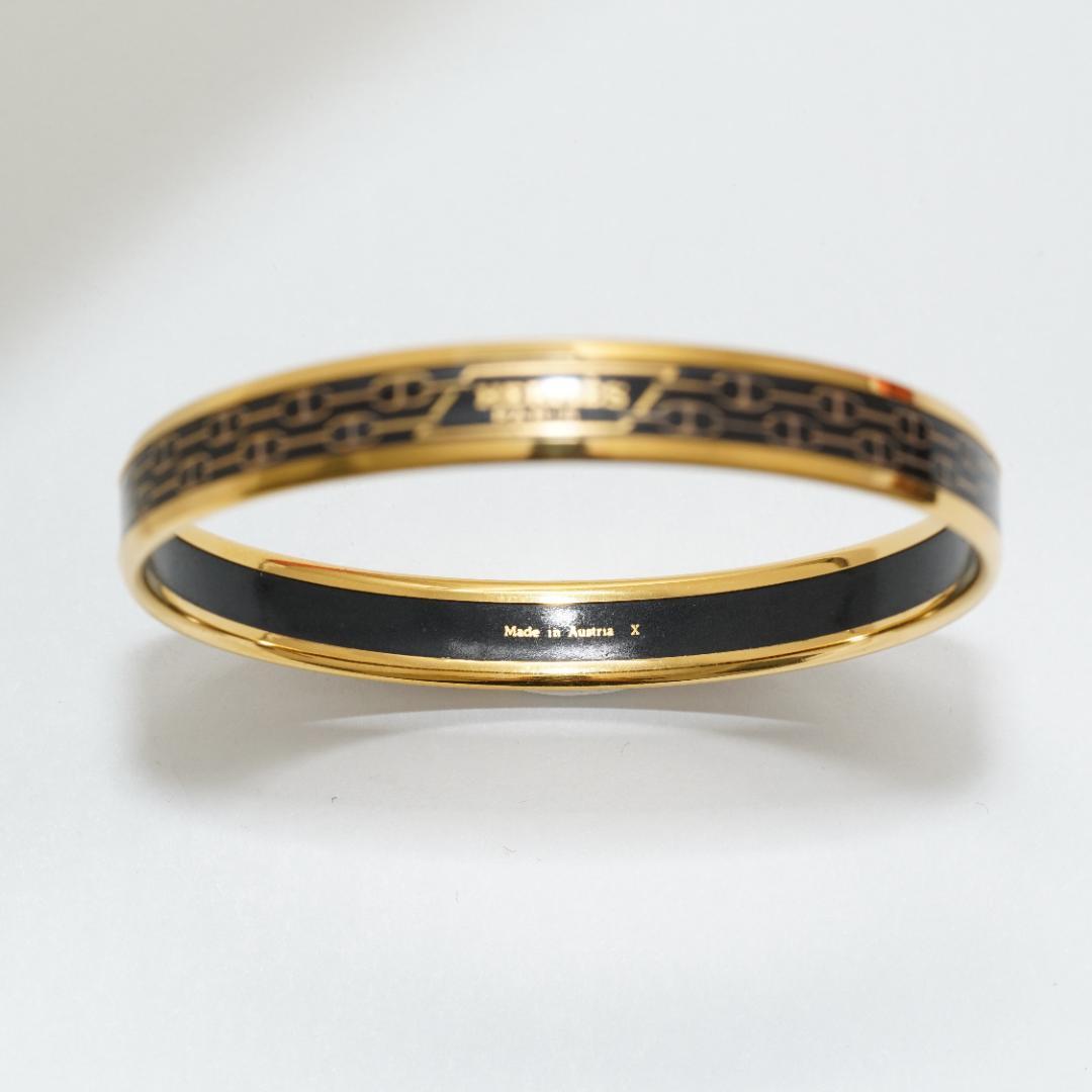 エルメス　HERMES　バングル　エマイユ　シェーヌ柄　直径6cm