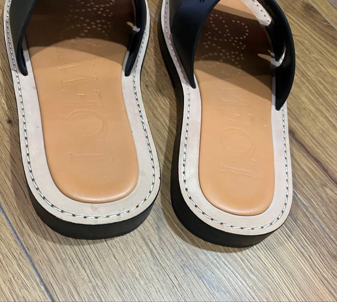 LOEWE ロエベ レザーフラットサンダル 38 ブラック