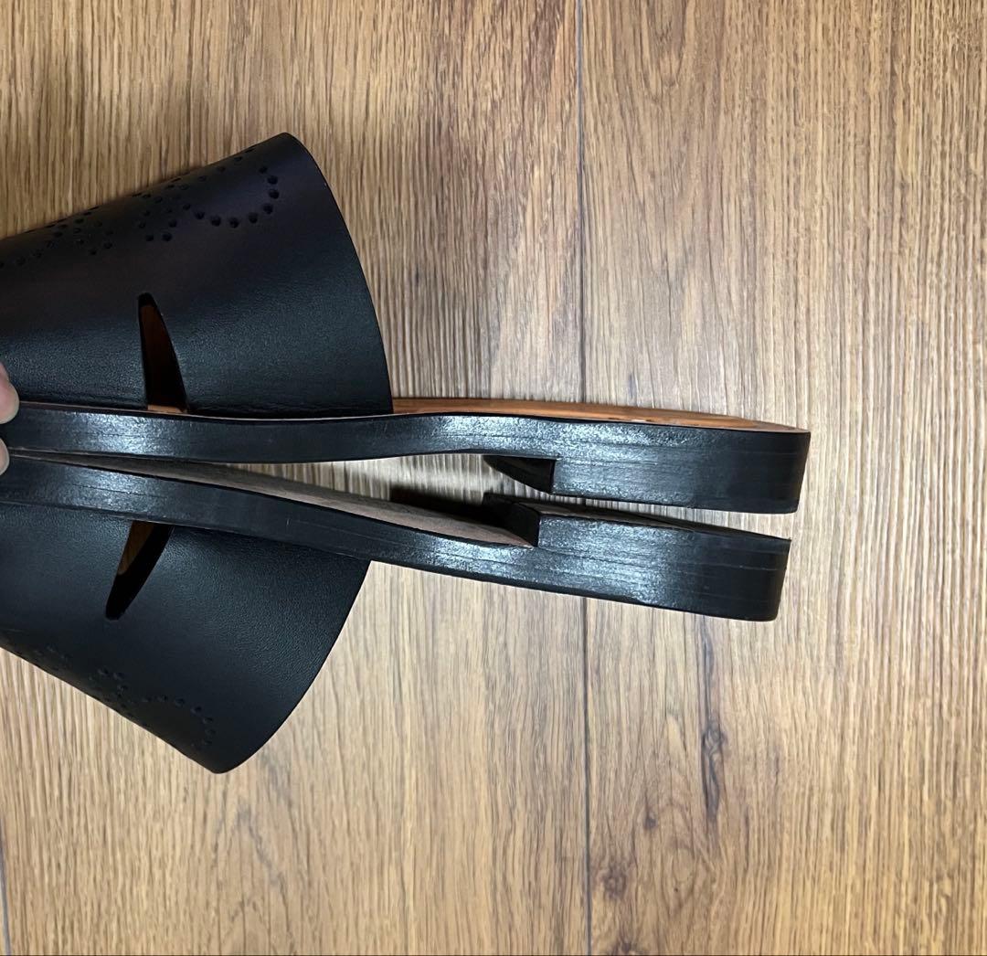 LOEWE ロエベ レザーフラットサンダル 38 ブラック