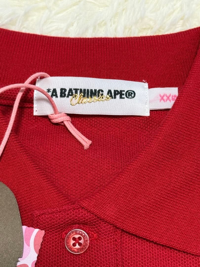 アベイシングエイプ ベイプスター ポロシャツ 赤 XXS 新品タグ付⭐︎BAPE
