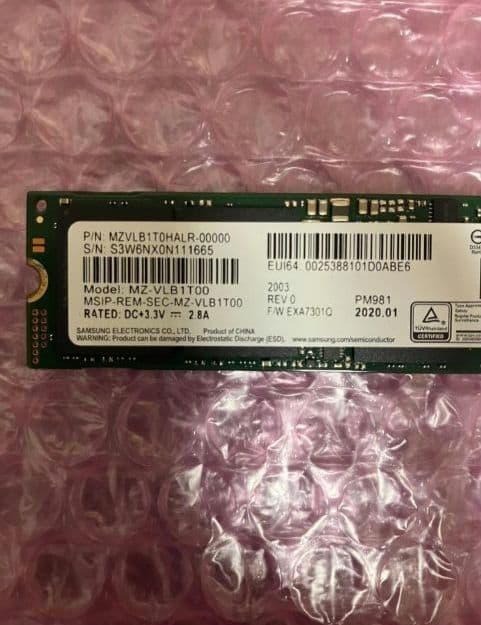 SSD 1TB NVMe SAMSUNG 内蔵型 約10100時間