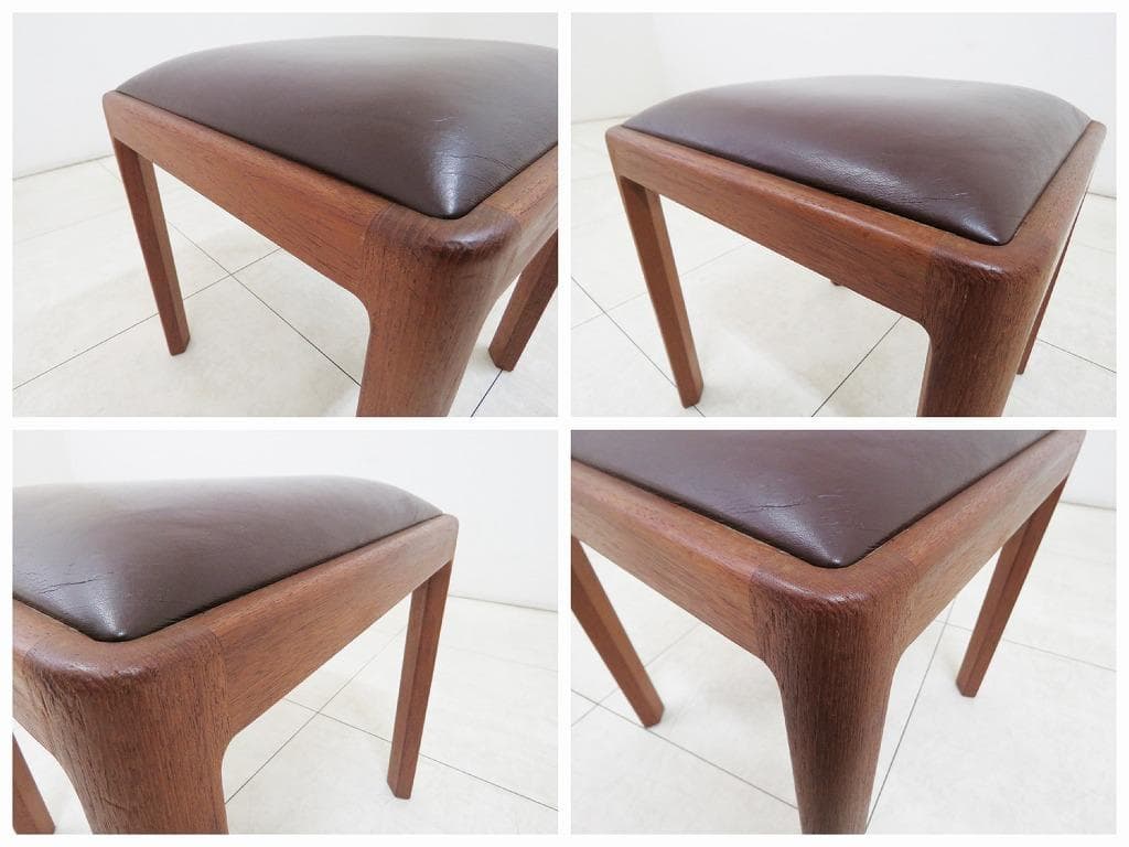 がっちゃん様 青林製作所 ヴィンテージ チーク無垢材×本革 ブラウン スツール②