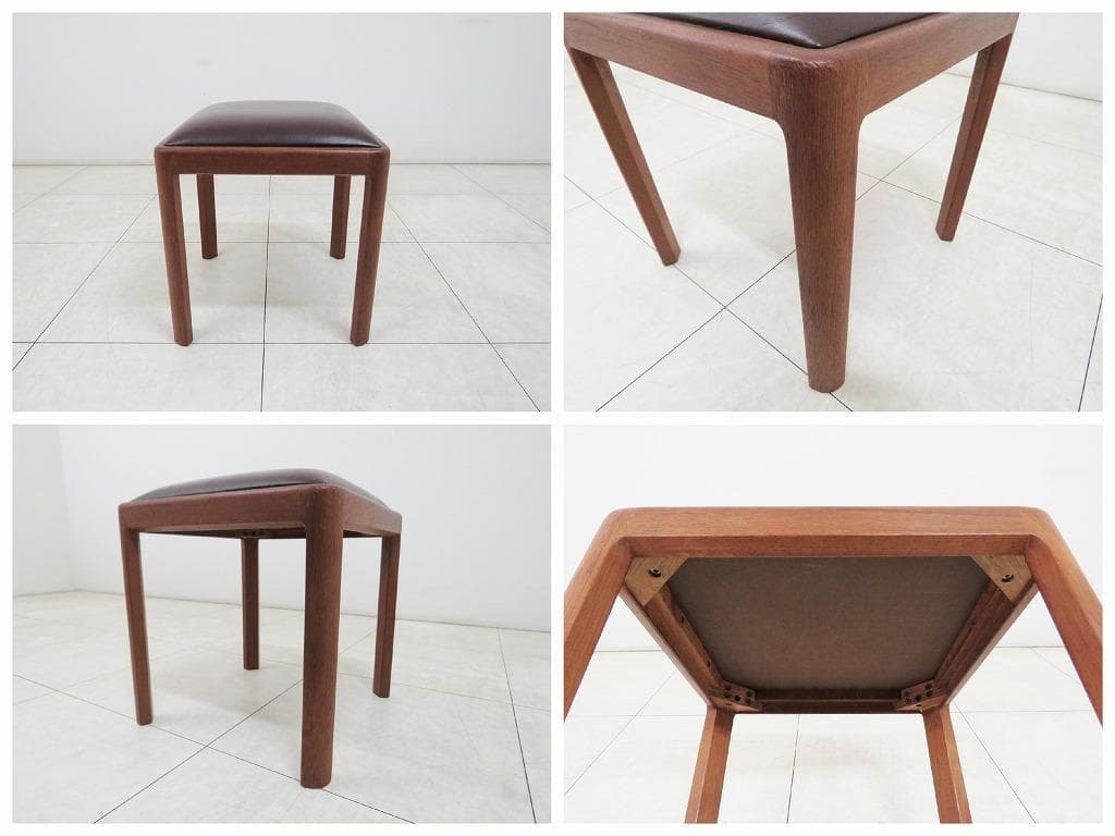 がっちゃん様 青林製作所 ヴィンテージ チーク無垢材×本革 ブラウン スツール②