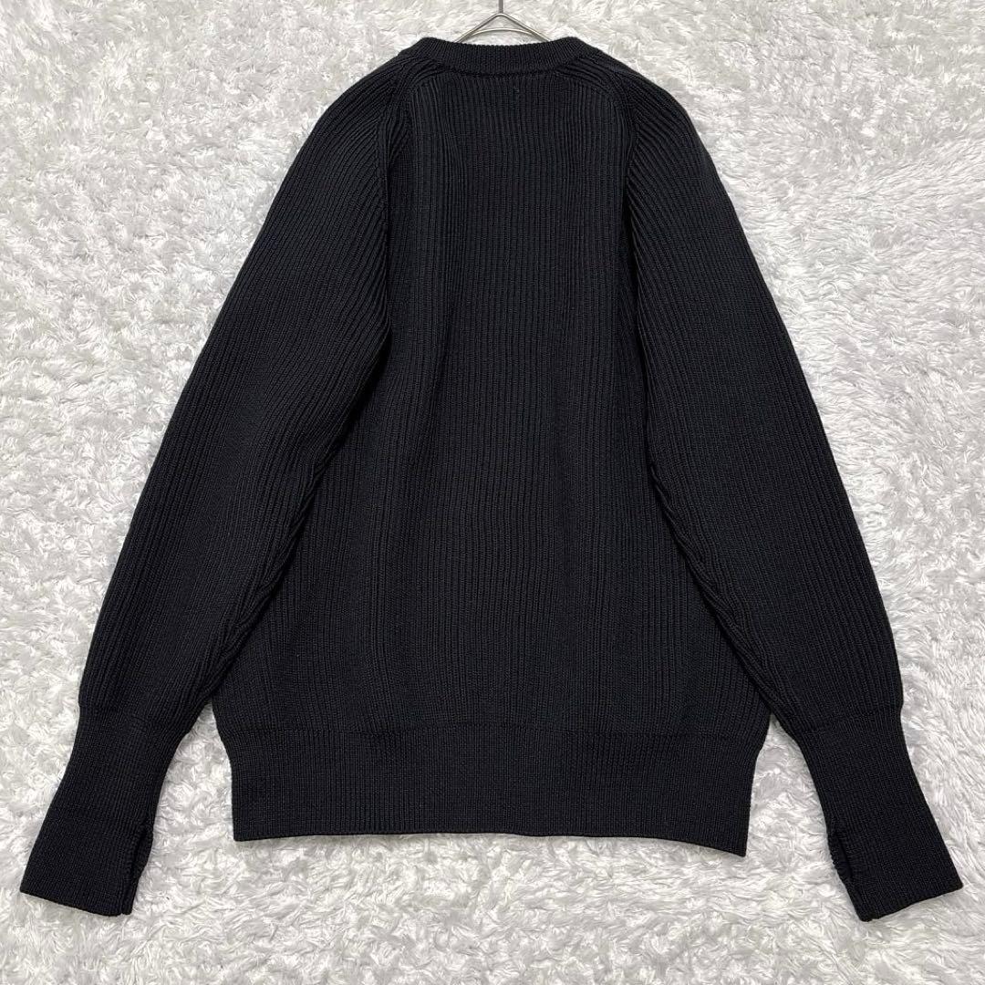 美品✨レインメーカー ドライバーズニット リブ編みニット ジップアップ 黒 46