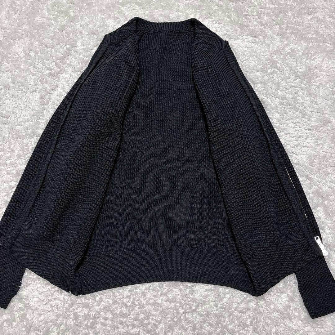 美品✨レインメーカー ドライバーズニット リブ編みニット ジップアップ 黒 46