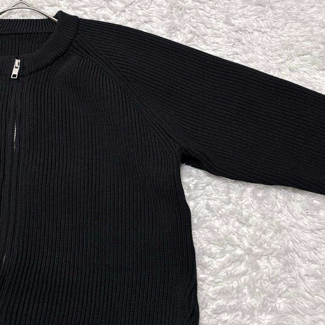 美品✨レインメーカー ドライバーズニット リブ編みニット ジップアップ 黒 46