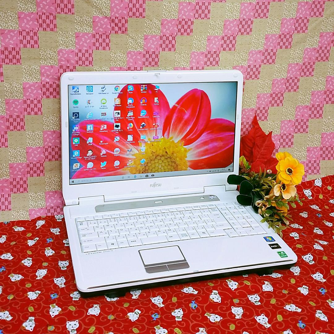 富士通 PC HDD大容量320GB！Win10搭載！ホワイトノートパソコン