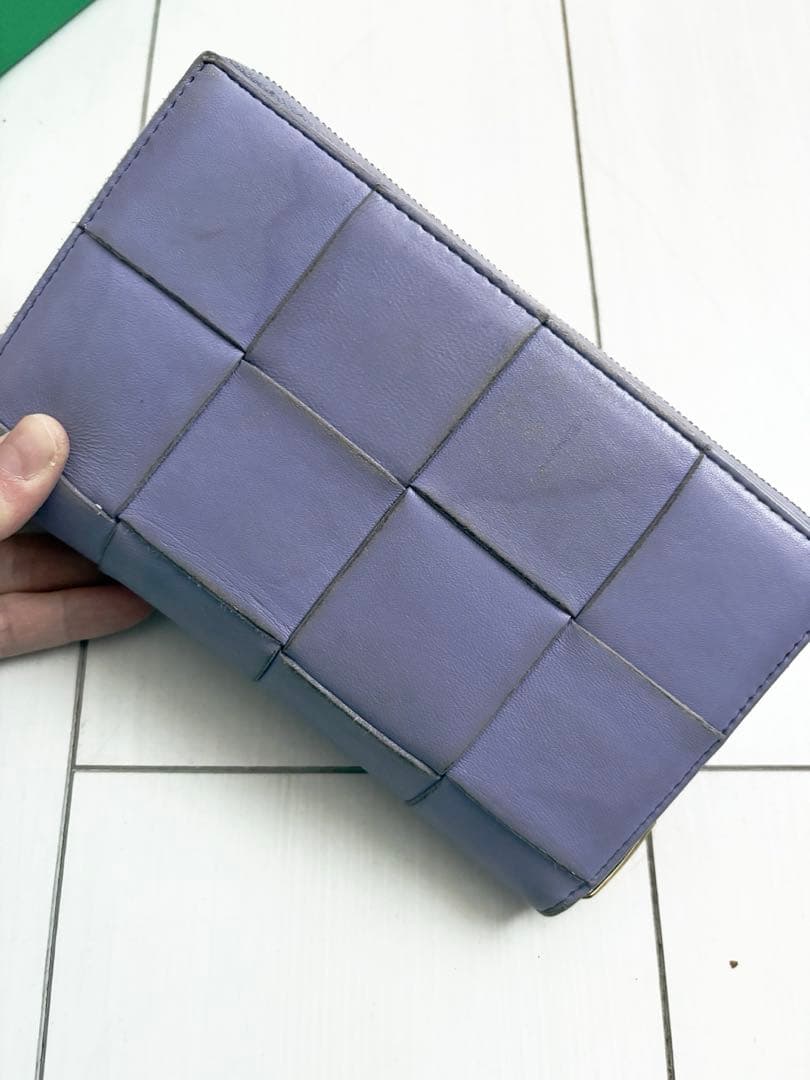 BOTTEGA VENETA レザー長財布 ラウンドファスナーパープル