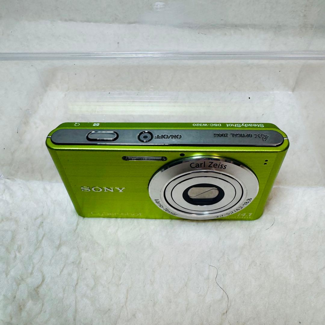 美品✨ソニー DSC-W320 ライムグリーン 動作確認済みバッテリー 他付属