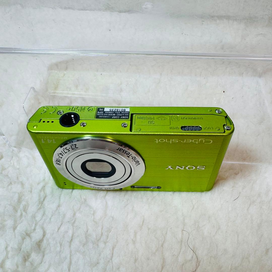 美品✨ソニー DSC-W320 ライムグリーン 動作確認済みバッテリー 他付属