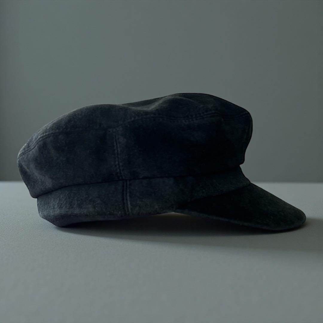 キジマタカユキ★やぎ革スウェードキャスケット★マリンキャップ　黒