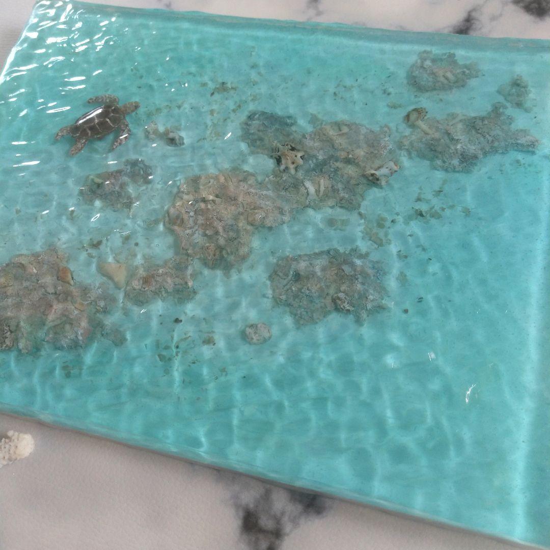 『沖縄の海を感じる』ウミガメが泳ぐ離島の海・オーシャンレジンアート／立体アート