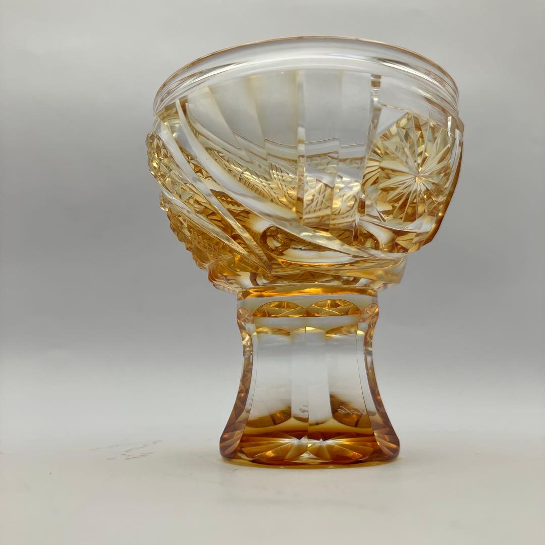 【だいしん様】薩摩切子 ロックグラス 馬上杯「太陽とともに」ゴールド 頌峰(しょ